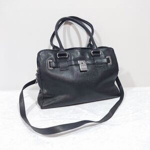 Calvin Klein Black Satchel Handbag Crossbody Purse Silver Hardware